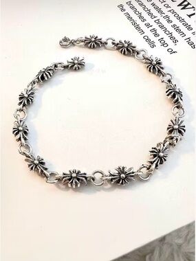 Chrome Hearts Silver Daisy Link Bracelet